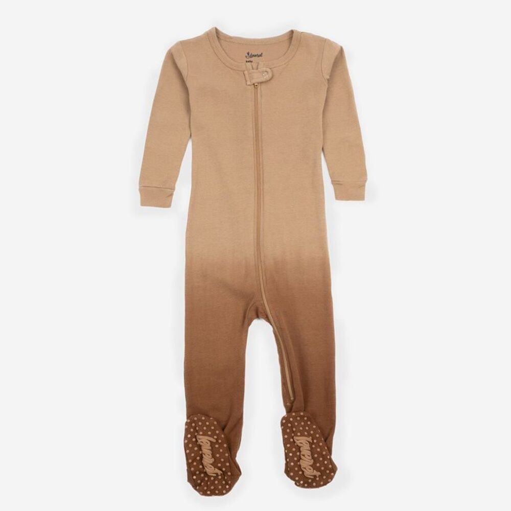 Leveret Footed Cotton Pajamas Tie Dye Beige 6-12